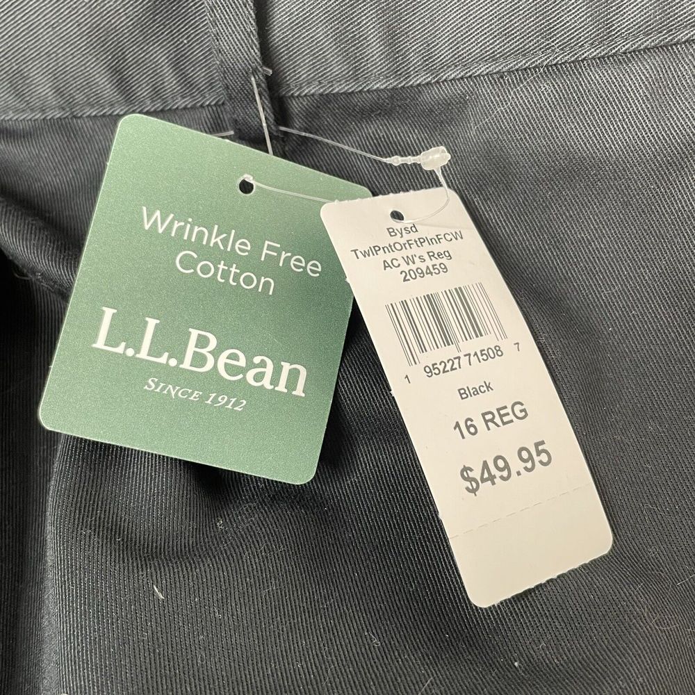 New LL Bean Womens Wrinkle Free Dress Pants, Size 16 Regular Black Original Fit - Picture 3 of 13